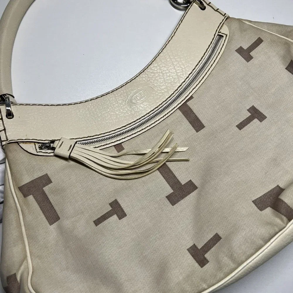 Tod's Canvas Hobo Shoulder Bag***